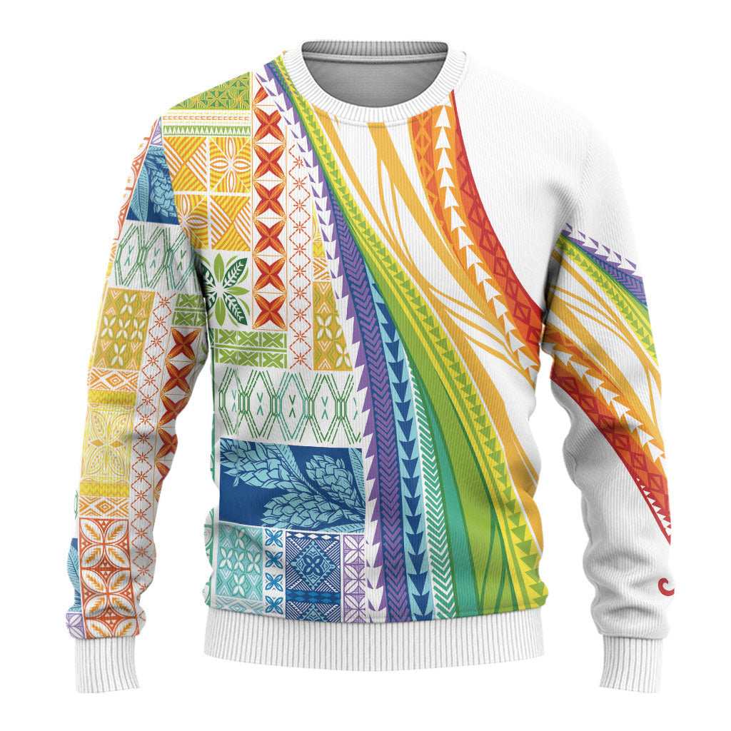 Pasifika Samoa Siapo Malu Tattoo Inspired Ugly Christmas Sweater Fa'afafine Rainbow Theme LT7 - Polynesian Pride