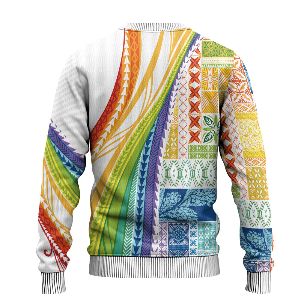 Pasifika Samoa Siapo Malu Tattoo Inspired Ugly Christmas Sweater Fa'afafine Rainbow Theme LT7 - Polynesian Pride