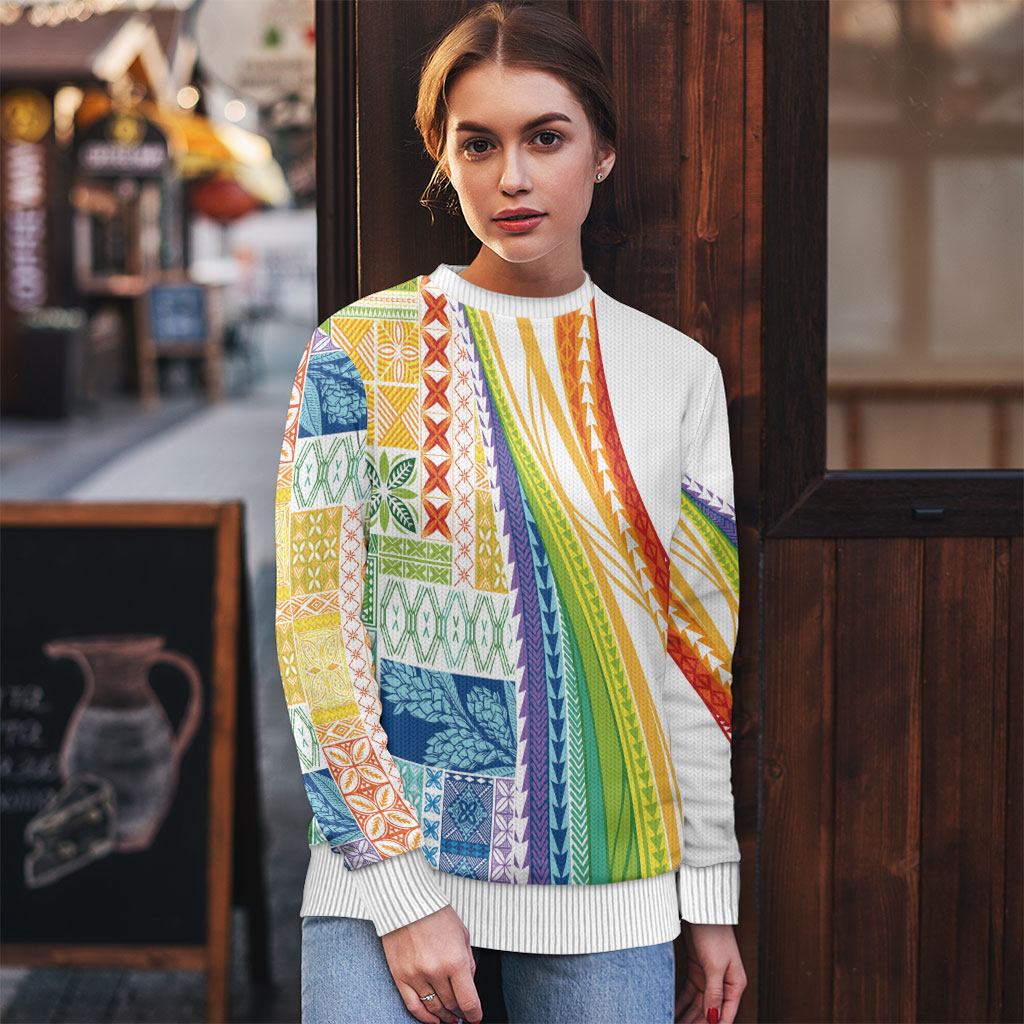 Pasifika Samoa Siapo Malu Tattoo Inspired Ugly Christmas Sweater Fa'afafine Rainbow Theme LT7 - Polynesian Pride