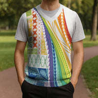 Pasifika Samoa Siapo Malu Tattoo Inspired Christmas Knitted V-Neck Vest Fa'afafine Rainbow Theme LT7 - Polynesian Pride