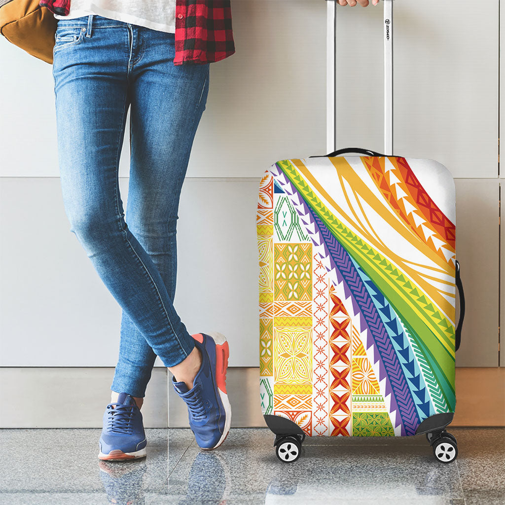 Pasifika Samoa Siapo Malu Tattoo Inspired Luggage Cover Fa'afafine Rainbow Theme LT7 - Polynesian Pride