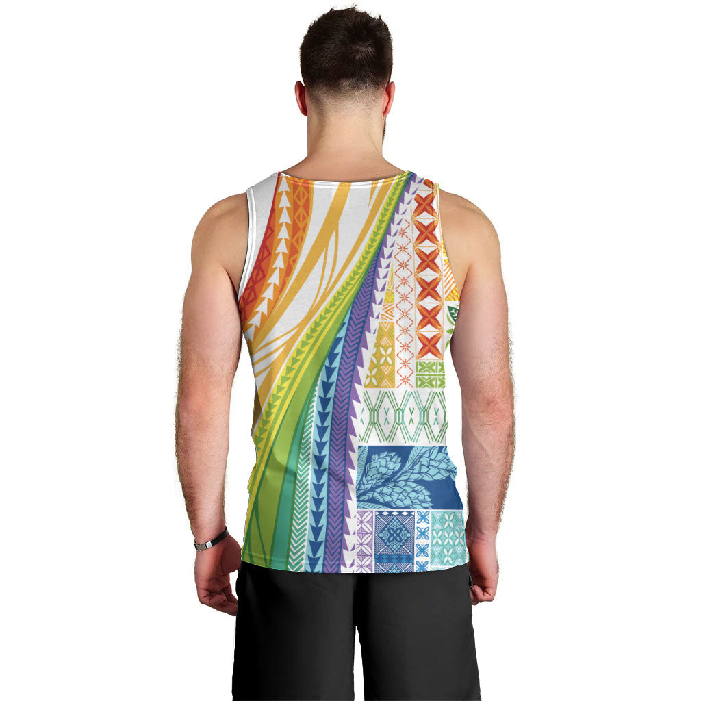 Pasifika Samoa Siapo Malu Tattoo Inspired Men Tank Top Fa'afafine Rainbow Theme