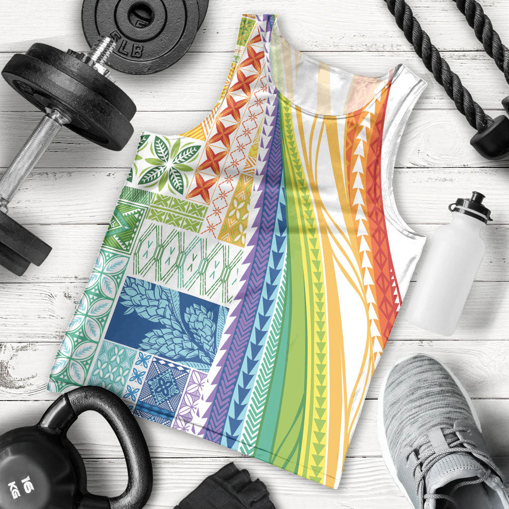 Pasifika Samoa Siapo Malu Tattoo Inspired Men Tank Top Fa'afafine Rainbow Theme