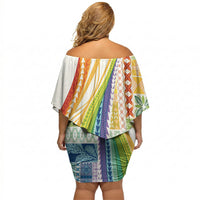 Pasifika Samoa Siapo Malu Tattoo Inspired Off Shoulder Short Dress Fa'afafine Rainbow Theme LT7 - Polynesian Pride
