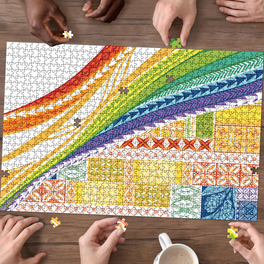 Pasifika Samoa Siapo Malu Tattoo Inspired Puzzle Fa'afafine Rainbow Theme LT7 - Polynesian Pride