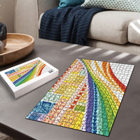 Pasifika Samoa Siapo Malu Tattoo Inspired Puzzle Fa'afafine Rainbow Theme LT7 - Polynesian Pride