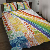 Pasifika Samoa Siapo Malu Tattoo Inspired Quilt Bed Set Fa'afafine Rainbow Theme LT7 Multicolor - Polynesian Pride