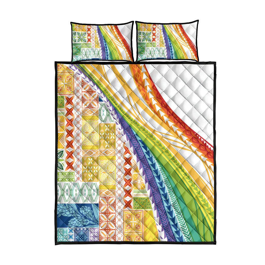 Pasifika Samoa Siapo Malu Tattoo Inspired Quilt Bed Set Fa'afafine Rainbow Theme LT7 - Polynesian Pride