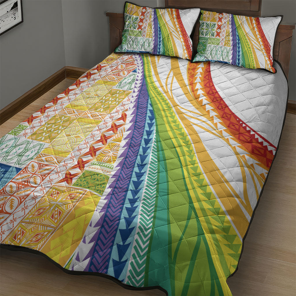 Pasifika Samoa Siapo Malu Tattoo Inspired Quilt Bed Set Fa'afafine Rainbow Theme LT7 - Polynesian Pride