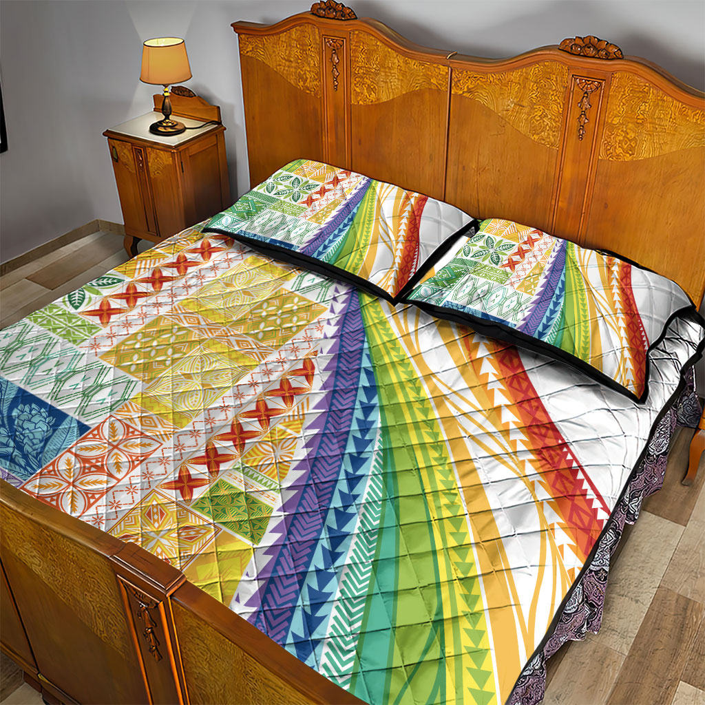 Pasifika Samoa Siapo Malu Tattoo Inspired Quilt Bed Set Fa'afafine Rainbow Theme LT7 - Polynesian Pride