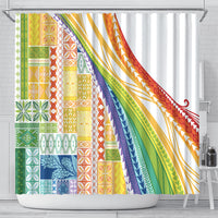 Pasifika Samoa Siapo Malu Tattoo Inspired Shower Curtain Fa'afafine Rainbow Theme LT7 - Polynesian Pride