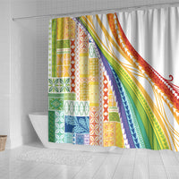 Pasifika Samoa Siapo Malu Tattoo Inspired Shower Curtain Fa'afafine Rainbow Theme LT7 - Polynesian Pride