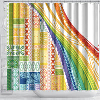 Pasifika Samoa Siapo Malu Tattoo Inspired Shower Curtain Fa'afafine Rainbow Theme LT7 - Polynesian Pride