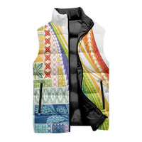 Pasifika Samoa Siapo Malu Tattoo Inspired Sleeveless Puffer Jacket Fa'afafine Rainbow Theme LT7 - Polynesian Pride
