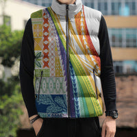 Pasifika Samoa Siapo Malu Tattoo Inspired Sleeveless Puffer Jacket Fa'afafine Rainbow Theme LT7 - Polynesian Pride