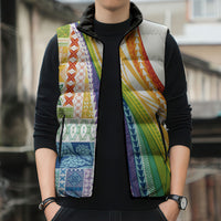 Pasifika Samoa Siapo Malu Tattoo Inspired Sleeveless Puffer Jacket Fa'afafine Rainbow Theme LT7 - Polynesian Pride