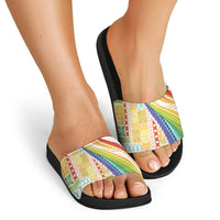Pasifika Samoa Siapo Malu Tattoo Inspired Slide Sandals Fa'afafine Rainbow Theme LT7 - Polynesian Pride