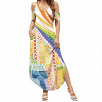 Pasifika Samoa Siapo Malu Tattoo Inspired Summer Maxi Dress Fa'afafine Rainbow Theme LT7 Women Multicolor - Polynesian Pride