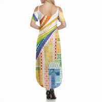 Pasifika Samoa Siapo Malu Tattoo Inspired Summer Maxi Dress Fa'afafine Rainbow Theme LT7 - Polynesian Pride