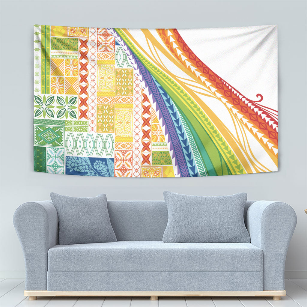 Pasifika Samoa Siapo Malu Tattoo Inspired Tapestry Fa'afafine Rainbow Theme