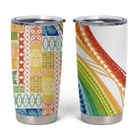 Pasifika Samoa Siapo Malu Tattoo Inspired Tumbler Cup Fa'afafine Rainbow Theme LT7 Multicolor - Polynesian Pride