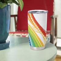 Pasifika Samoa Siapo Malu Tattoo Inspired Tumbler Cup Fa'afafine Rainbow Theme LT7 - Polynesian Pride