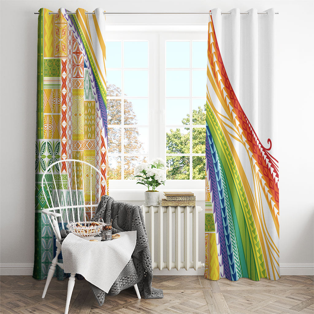 Pasifika Samoa Siapo Malu Tattoo Inspired Window Curtain Fa'afafine Rainbow Theme