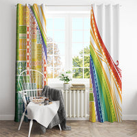 Pasifika Samoa Siapo Malu Tattoo Inspired Window Curtain Fa'afafine Rainbow Theme