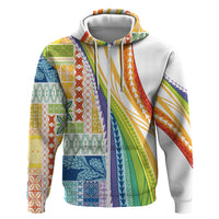 Pasifika Samoa Siapo Malu Tattoo Inspired Zip Hoodie Fa'afafine Rainbow Theme LT7 Zip Hoodie Multicolor - Polynesian Pride