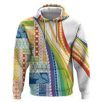 Pasifika Samoa Siapo Malu Tattoo Inspired Zip Hoodie Fa'afafine Rainbow Theme LT7 Pullover Hoodie Multicolor - Polynesian Pride