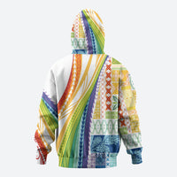 Pasifika Samoa Siapo Malu Tattoo Inspired Zip Hoodie Fa'afafine Rainbow Theme LT7 - Polynesian Pride