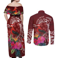 Personalized Samoa Meri Krisimasi Couples Matching Off Shoulder Maxi Dress and Long Sleeve Button Shirt Segasegamau'u Mix Siapo