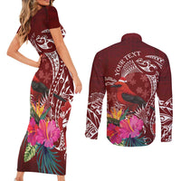 Personalized Samoa Meri Krisimasi Couples Matching Short Sleeve Bodycon Dress and Long Sleeve Button Shirt Segasegamau'u Mix Siapo