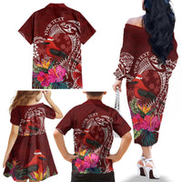 Personalized Samoa Meri Krisimasi Family Matching Off The Shoulder Long Sleeve Dress and Hawaiian Shirt Segasegamau'u Mix Siapo LT7 - Polynesian Pride