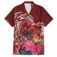 Personalized Samoa Meri Krisimasi Family Matching Off The Shoulder Long Sleeve Dress and Hawaiian Shirt Segasegamau'u Mix Siapo LT7 Dad's Shirt - Short Sleeve Red - Polynesian Pride