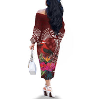 Personalized Samoa Meri Krisimasi Family Matching Off The Shoulder Long Sleeve Dress and Hawaiian Shirt Segasegamau'u Mix Siapo LT7 - Polynesian Pride