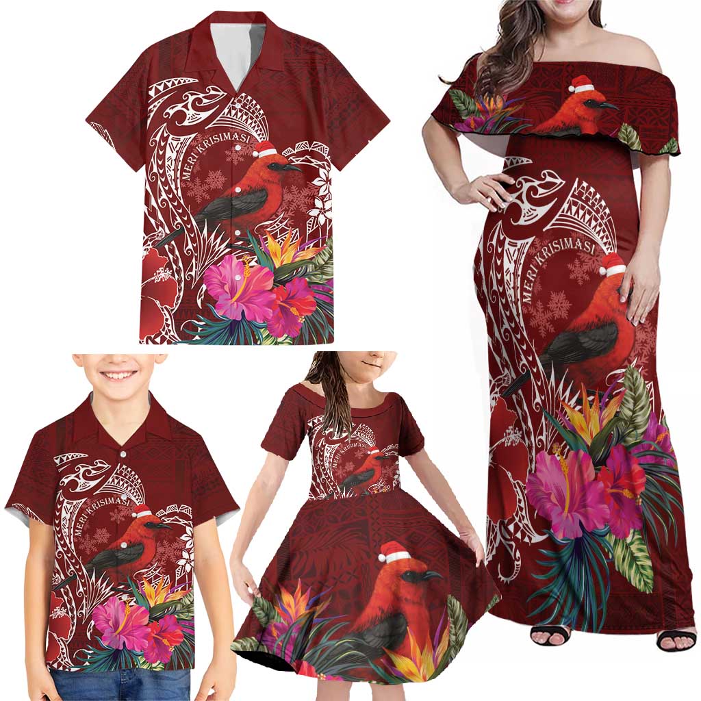Personalized Samoa Meri Krisimasi Family Matching Off Shoulder Maxi Dress and Hawaiian Shirt Segasegamau'u Mix Siapo LT7 - Polynesian Pride