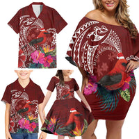 Personalized Samoa Meri Krisimasi Family Matching Off Shoulder Short Dress and Hawaiian Shirt Segasegamau'u Mix Siapo LT7 - Polynesian Pride