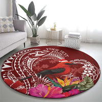 Personalized Samoa Meri Krisimasi Round Carpet Segasegamau'u Mix Siapo