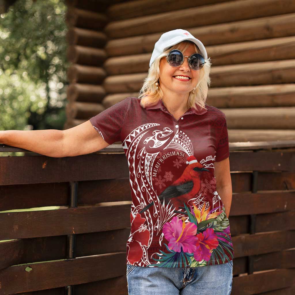 Personalized Samoa Meri Krisimasi Women Polo Shirt Segasegamau'u Mix Siapo