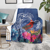 Personalized Samoa Christmas Blanket Cardinal Honeyeater Mix Siapo