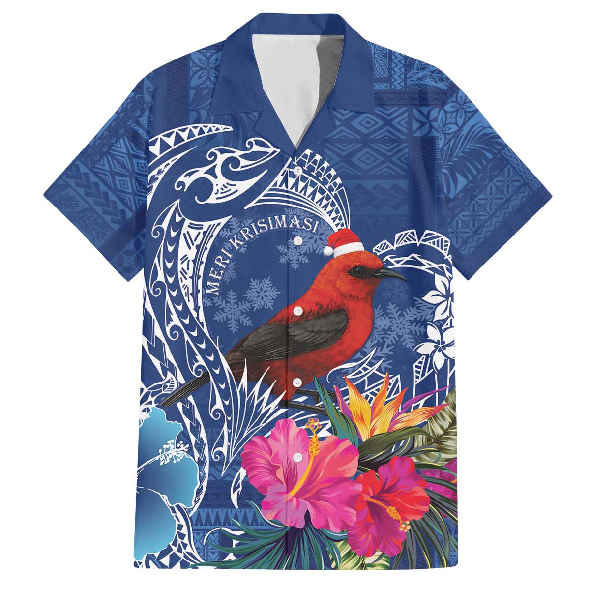 Personalized Samoa Christmas Family Matching Off The Shoulder Long Sleeve Dress and Hawaiian Shirt Cardinal Honeyeater Mix Siapo
