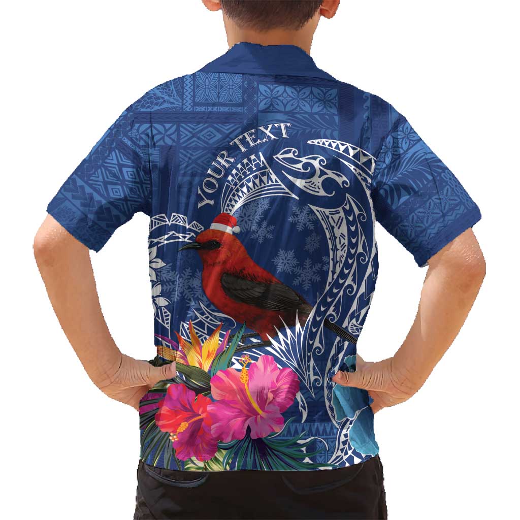 Personalized Samoa Christmas Family Matching Off Shoulder Maxi Dress and Hawaiian Shirt Cardinal Honeyeater Mix Siapo