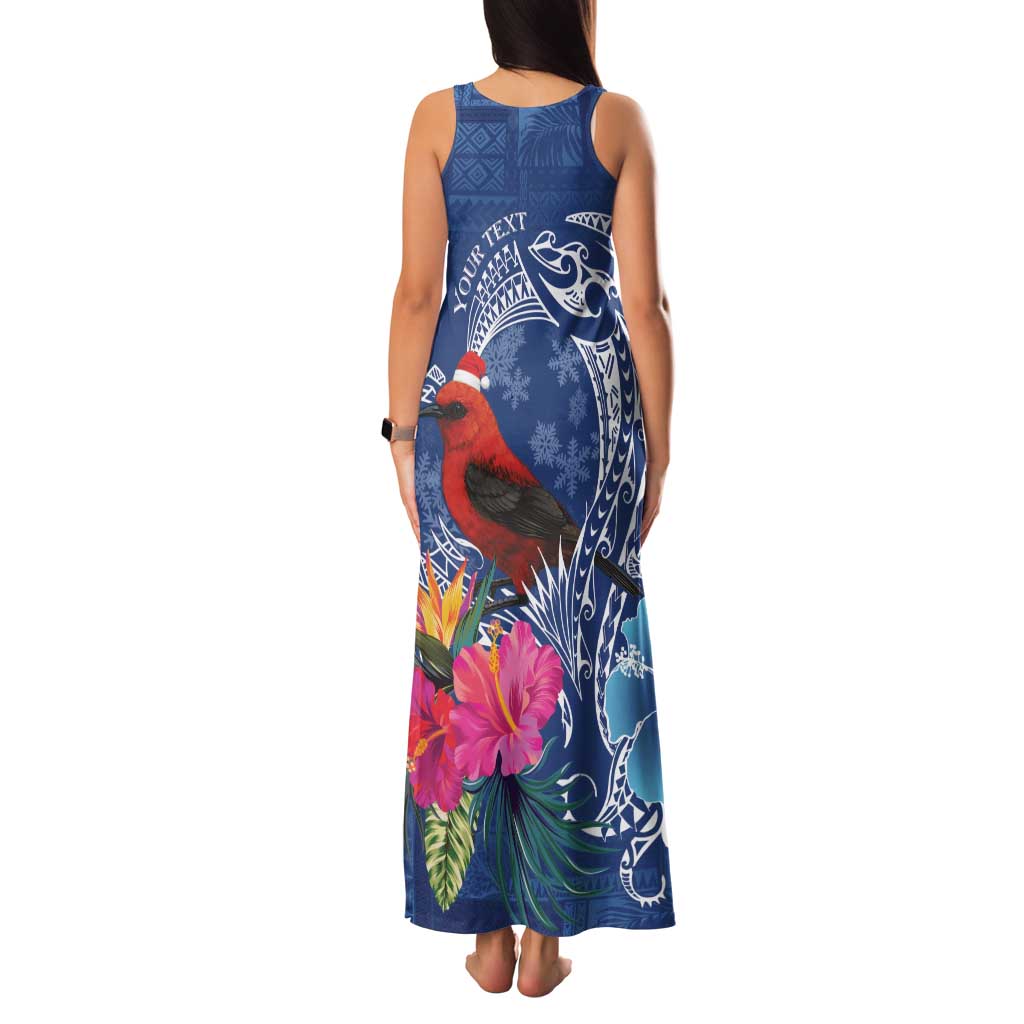 Personalized Samoa Christmas Family Matching Tank Maxi Dress and Hawaiian Shirt Cardinal Honeyeater Mix Siapo
