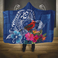 Personalized Samoa Christmas Hooded Blanket Cardinal Honeyeater Mix Siapo LT7 - Polynesian Pride