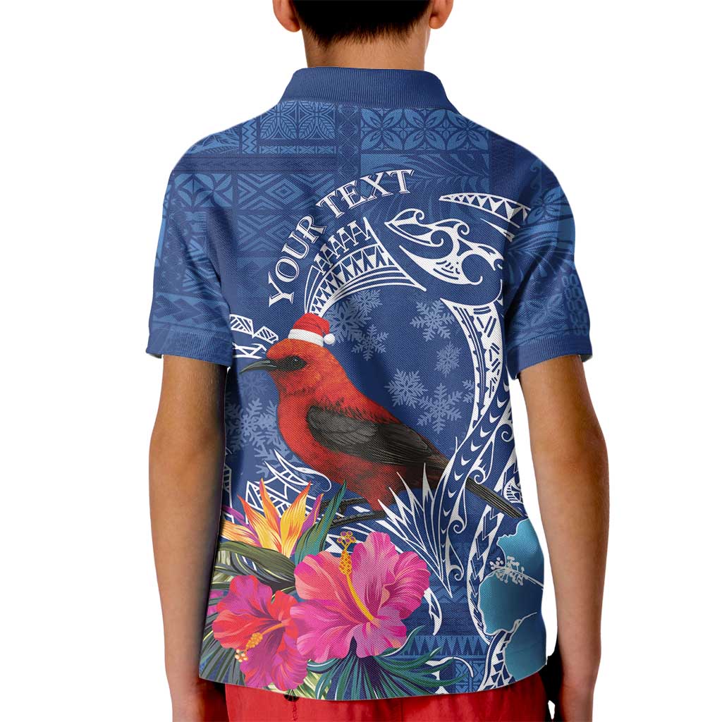 Personalized Samoa Christmas Kid Polo Shirt Cardinal Honeyeater Mix Siapo