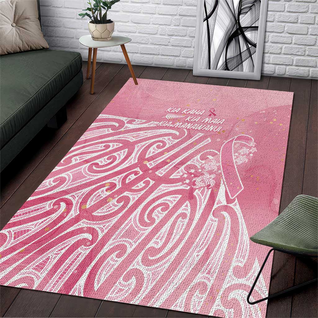 Breast Cancer Awareness Maori Area Rug Kia Kaha Kia Maia Kia Manawanui - Polynesian Pride