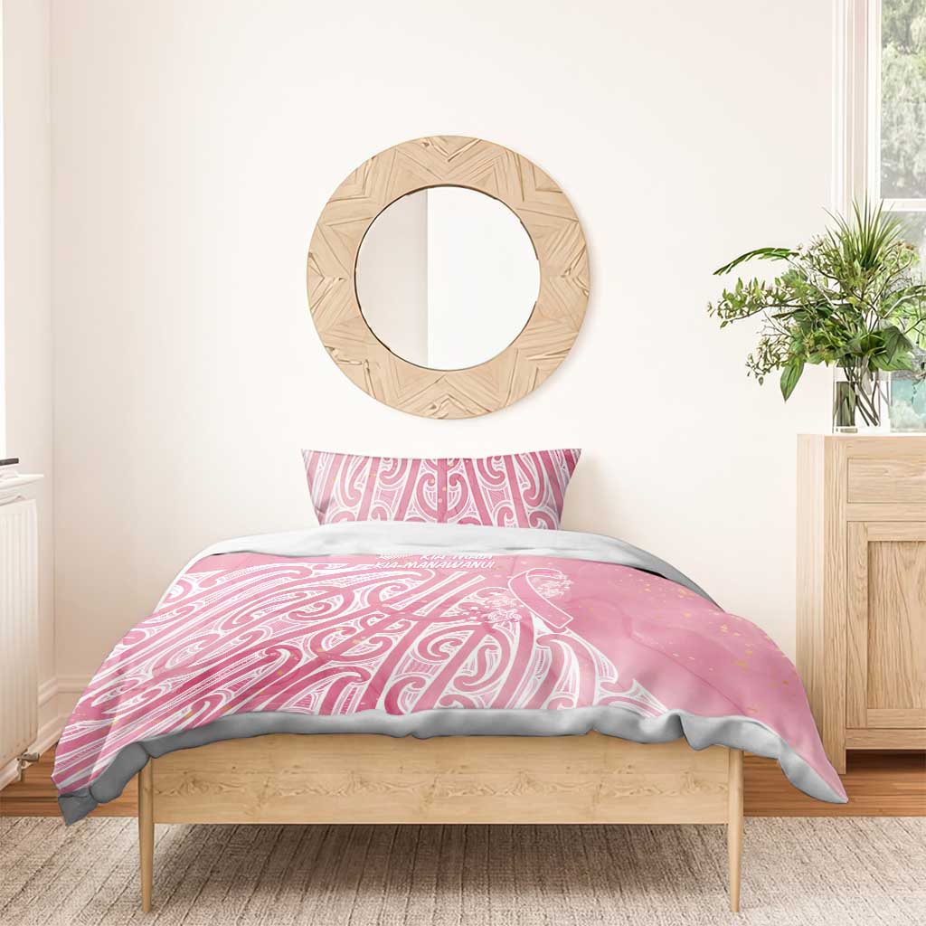 Breast Cancer Awareness Maori Bedding Set Kia Kaha Kia Maia Kia Manawanui - Polynesian Pride