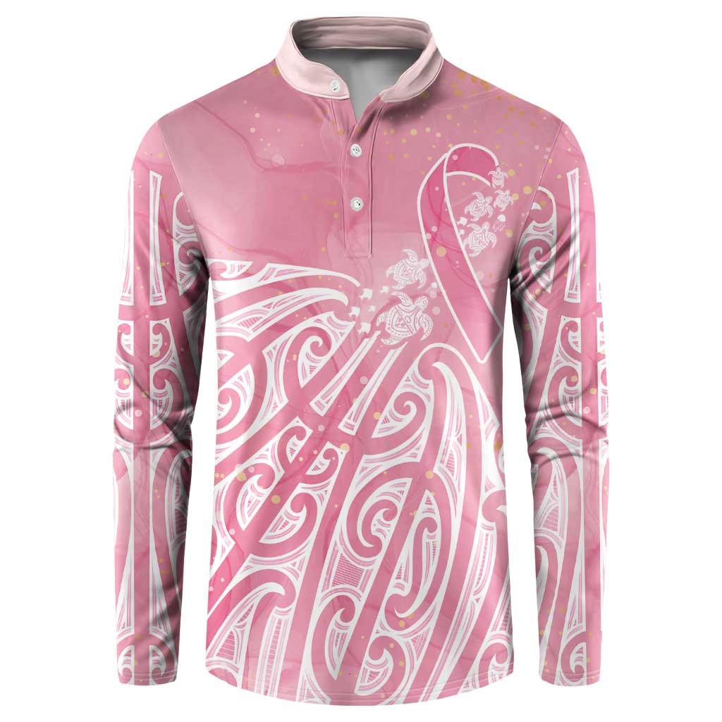 Breast Cancer Awareness Maori Button Sweatshirt Kia Kaha Kia Maia Kia Manawanui - Polynesian Pride