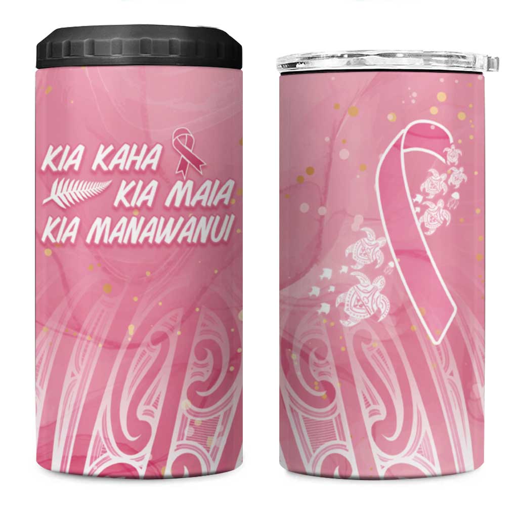 Breast Cancer Awareness Maori 4 in 1 Can Cooler Tumbler Kia Kaha Kia Maia Kia Manawanui - Polynesian Pride